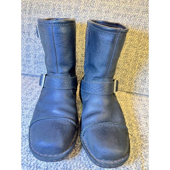 Vintage UGG Australia Black Leather Shearling-Lined Ankle Boots Men's Size 7 Wi - Picture 13 of 16
